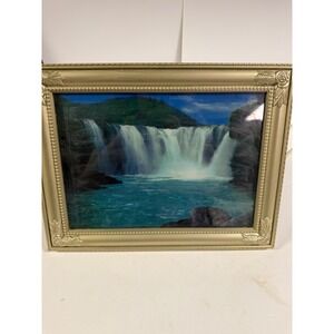 Eleco Motion Picture Waterfall Moving Water Light Box Ornate Gold Frame Vintage